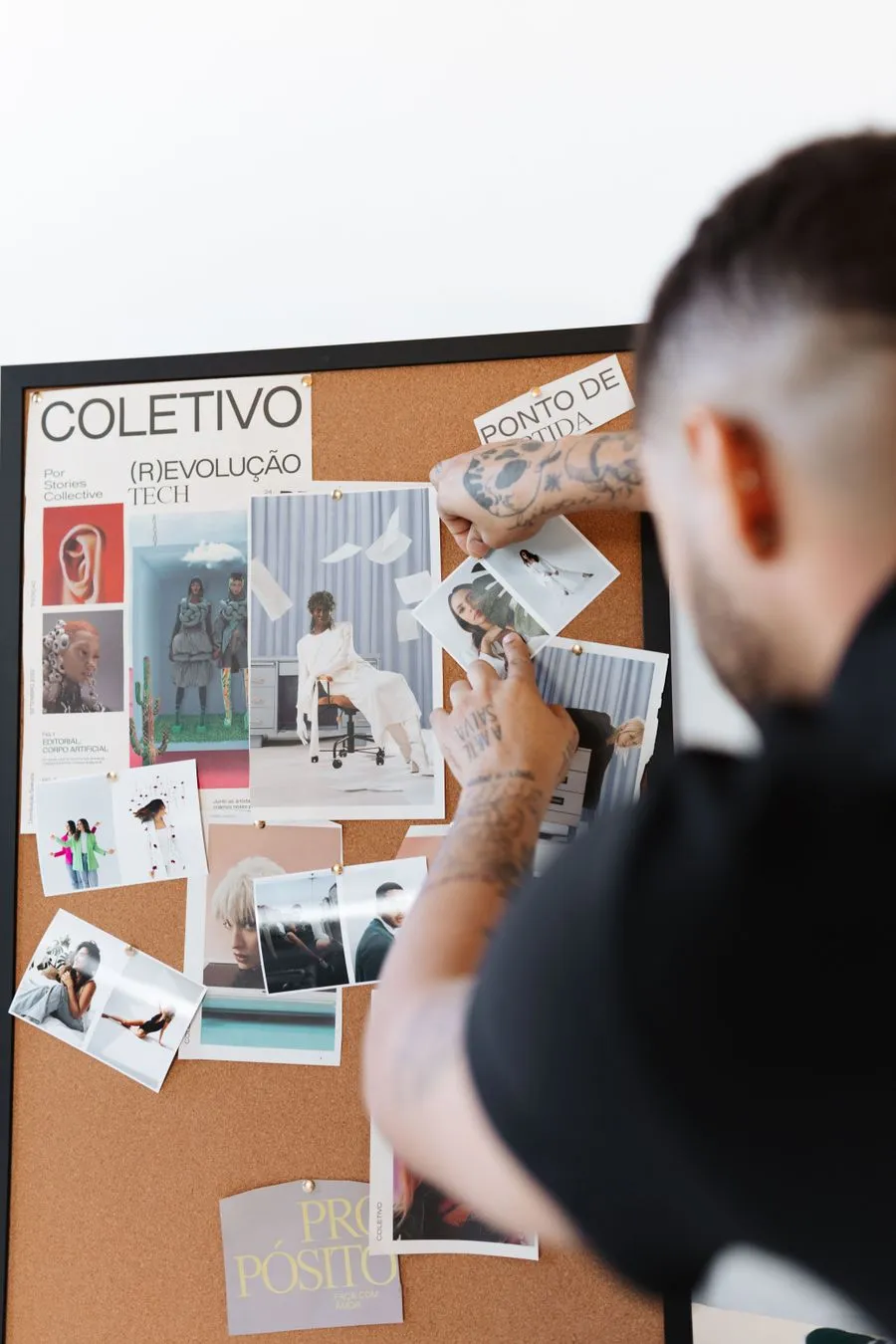 Creative arranging a moodboard in a studio
